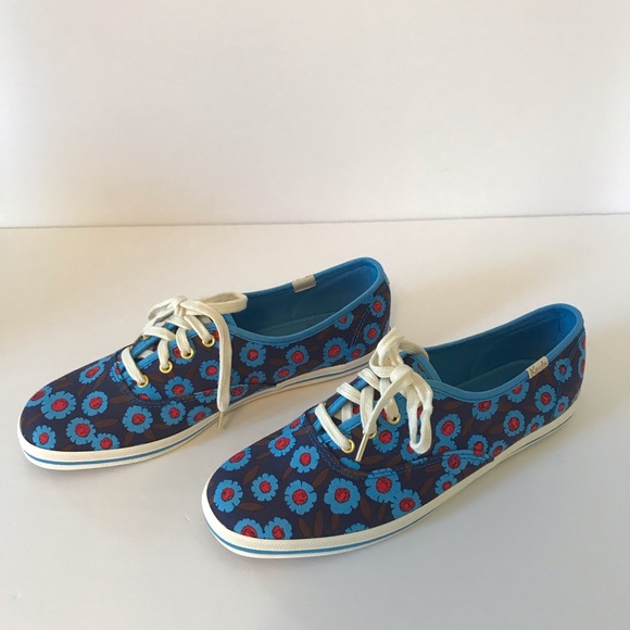 Kate Spade Keds Kick Peacock Blue floral sneakers - Picture 4 of 10